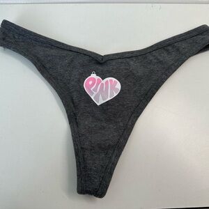 Gray PINK Ornament Logo Thong